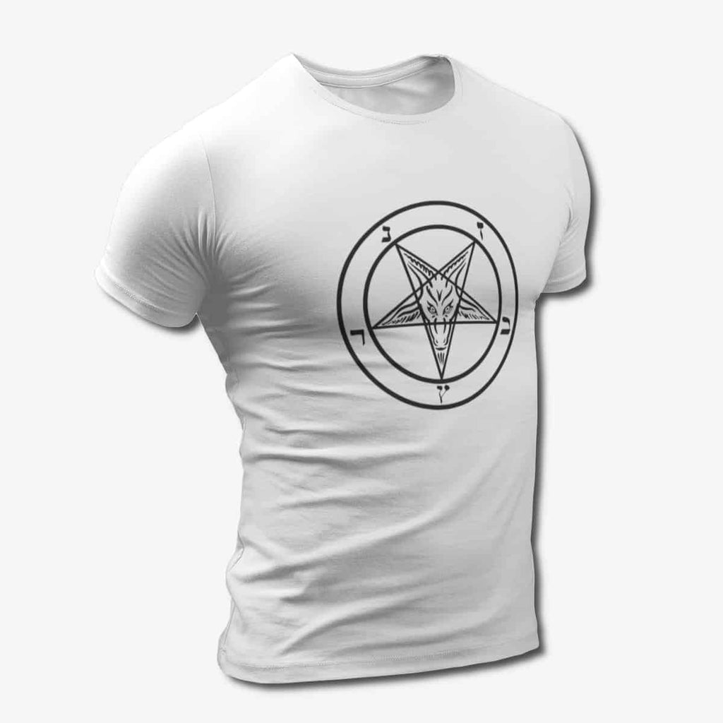 Pentagram Satan T-Shirt, Baphomet’s Sign White T-Shirt