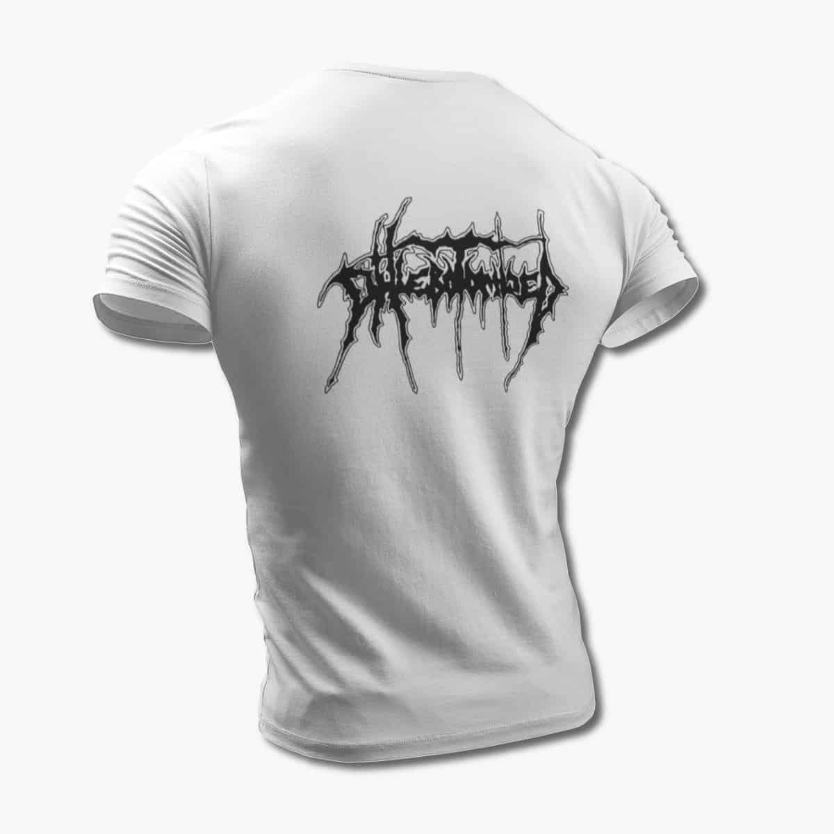 Phlebotomized T-Shirt, Phlebotomized Logo White Tee Shirt, Death Metal, Doom Metal Merchandise