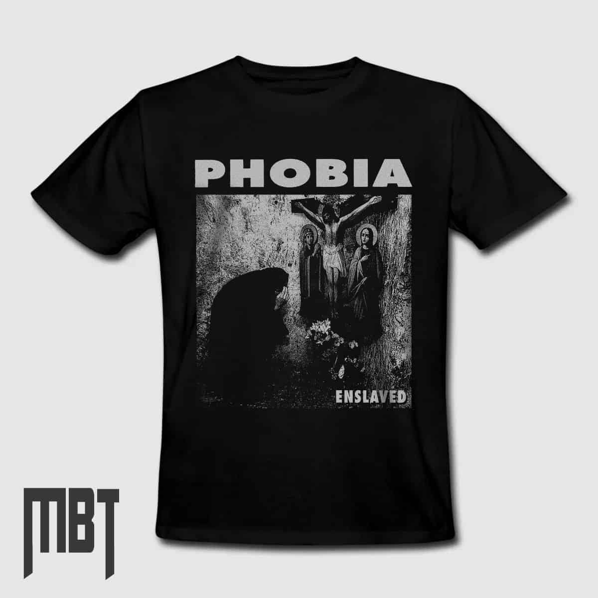 Phobia T-Shirt, Phobia Enslaved Tee-Shirt #4, Grindcore Metal, Crust Punk, Metal Merch