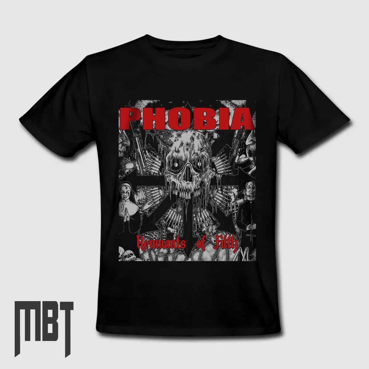 Phobia T-Shirt, Phobia Remnants of Filth Tee-Shirt #1, Grindcore, Metal Band, Crust Punk, Metal Merch