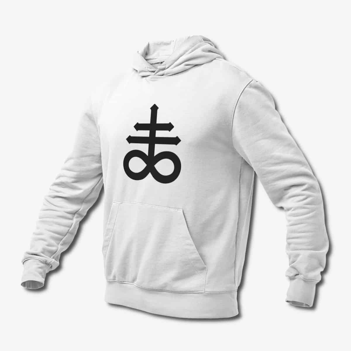 Satan’s Cross Hoodie, Sigil of Satan White Hoodie