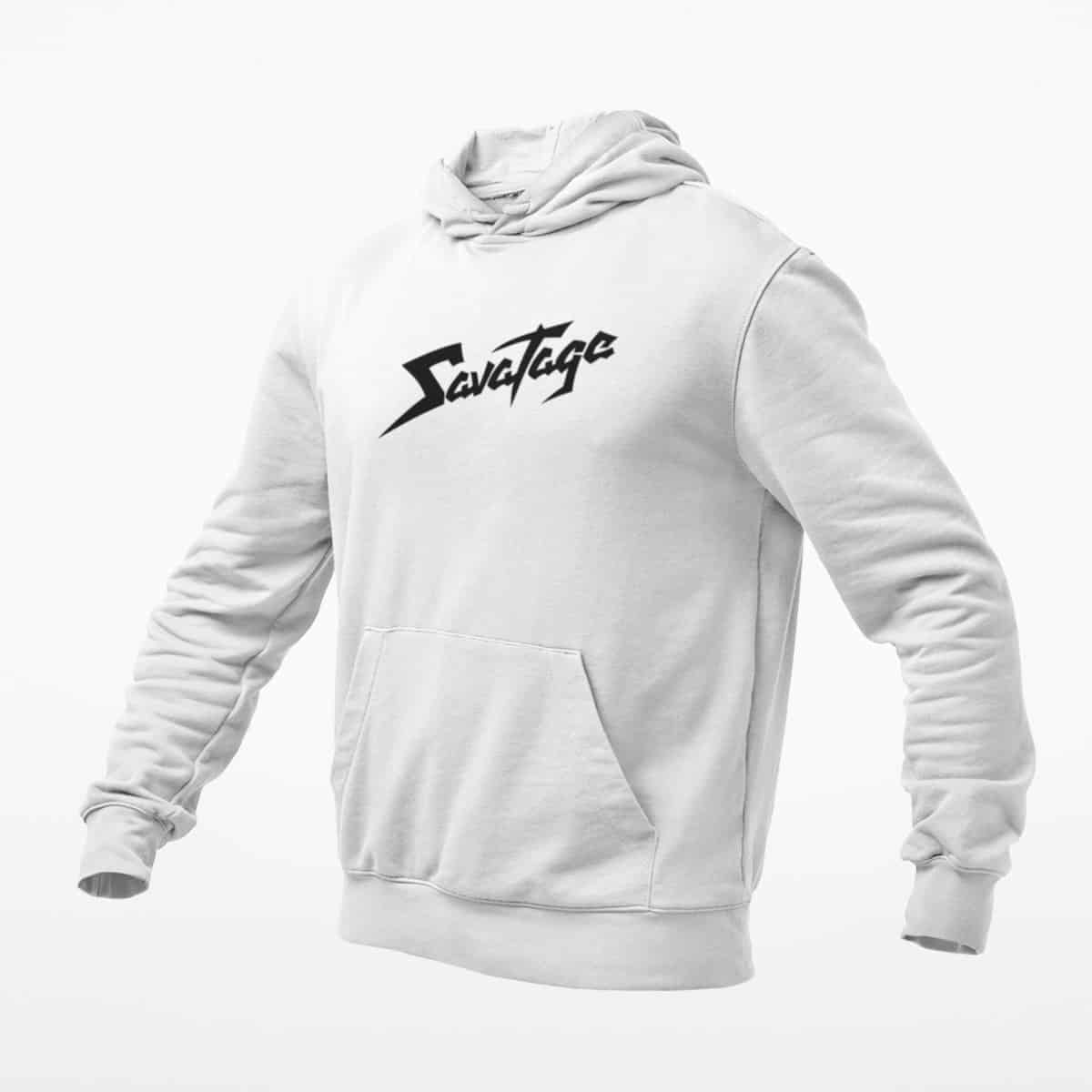 Savatage Hoodie, Savatage Logo White Hoodie, Progressive Metal Merchandise