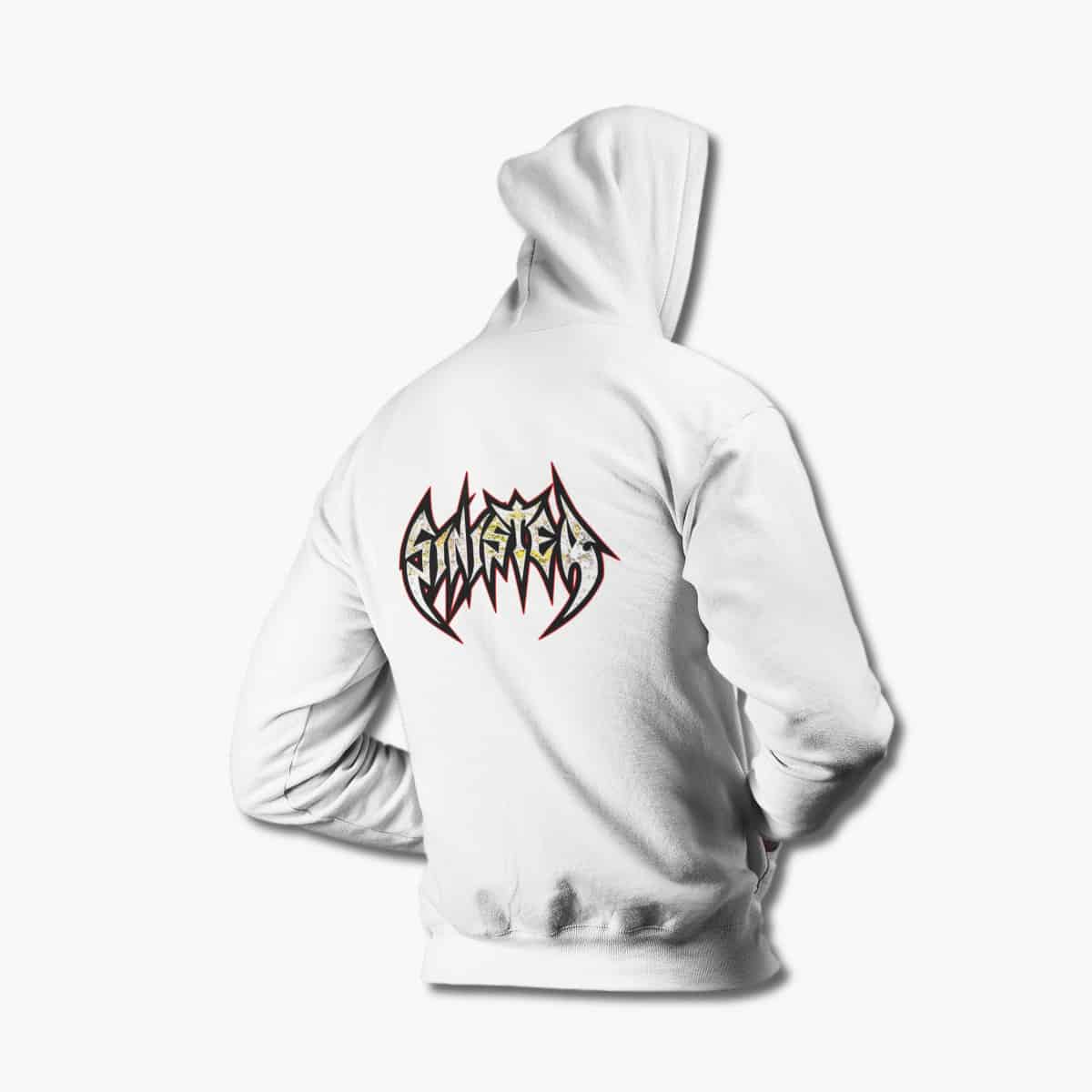 Sinister Hoodie, Sinister Logo White Hoodie, Death Metal Merchandise