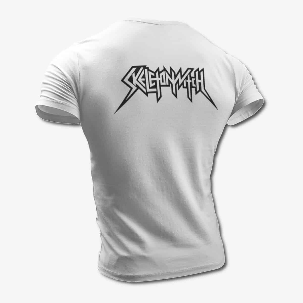 Skeletonwitch T-Shirt, Skeletonwitch Logo White Tee Shirt, Melodic Death Metal Merchandise
