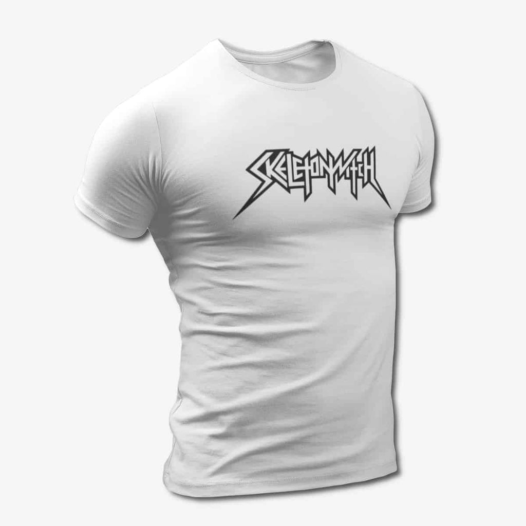 Skeletonwitch T-Shirt, Skeletonwitch Logo White Tee Shirt, Melodic Death Metal Merchandise