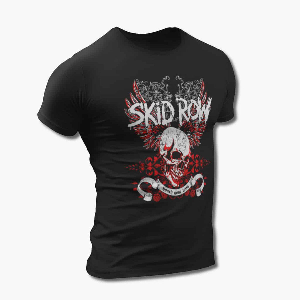 Skid Row Band T-Shirt, SkidRow Skull Artwork Black Tee Shirt, Heavy Metal Merchandise