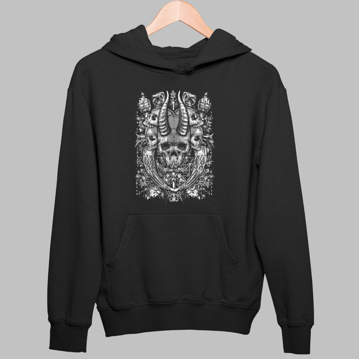 Skull Gate Hoodie, Skull Gate Artwork Black Hoodie