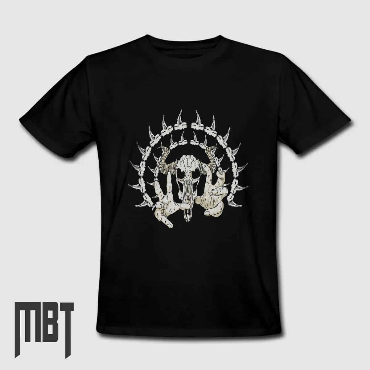 Skullhead T-Shirt, Heavy Metal Tee-Shirt, Bones with Skull, Metal Merch