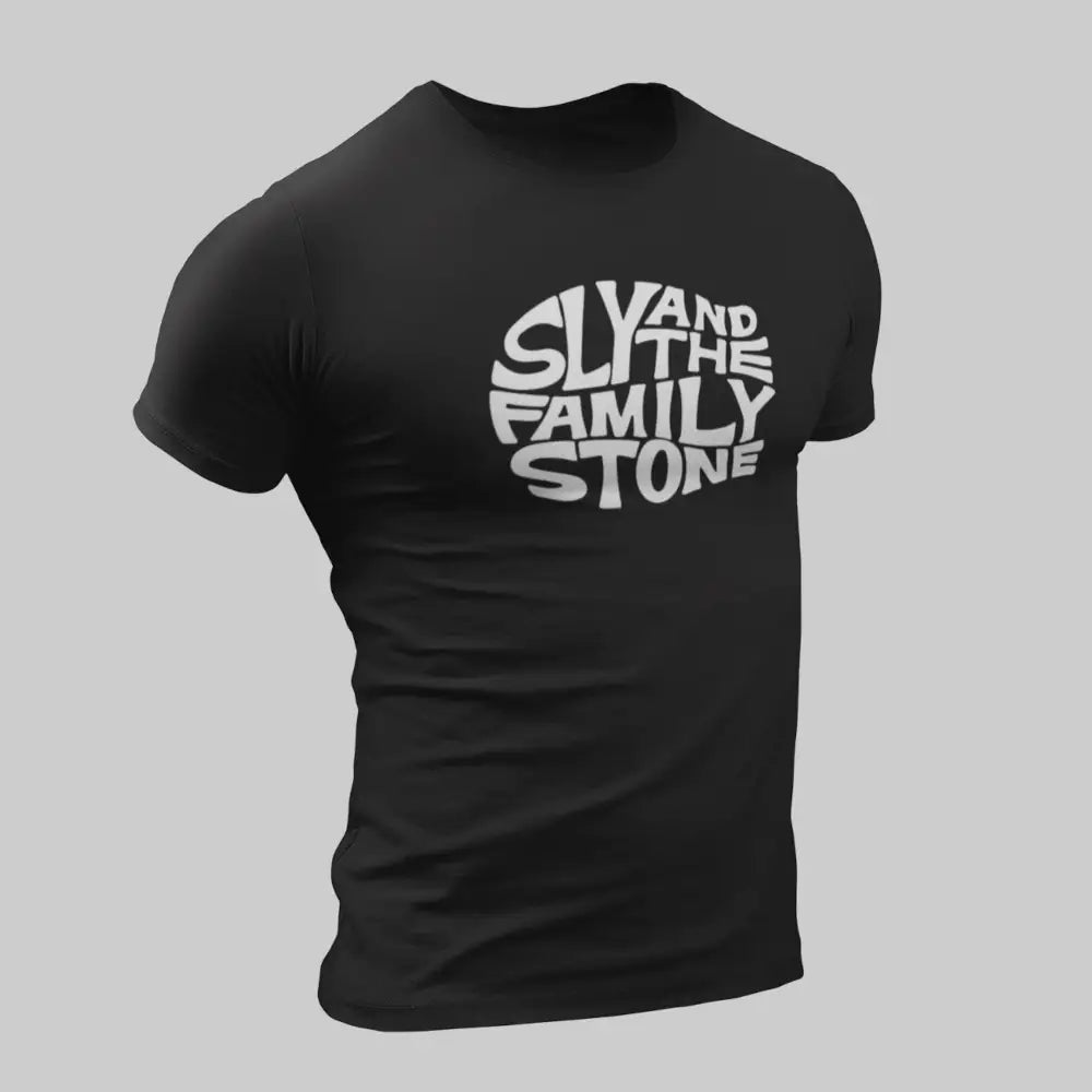 Sly and The Family Stone T-Shirt, Sly and The Family Stone Logo Black T-Shirt