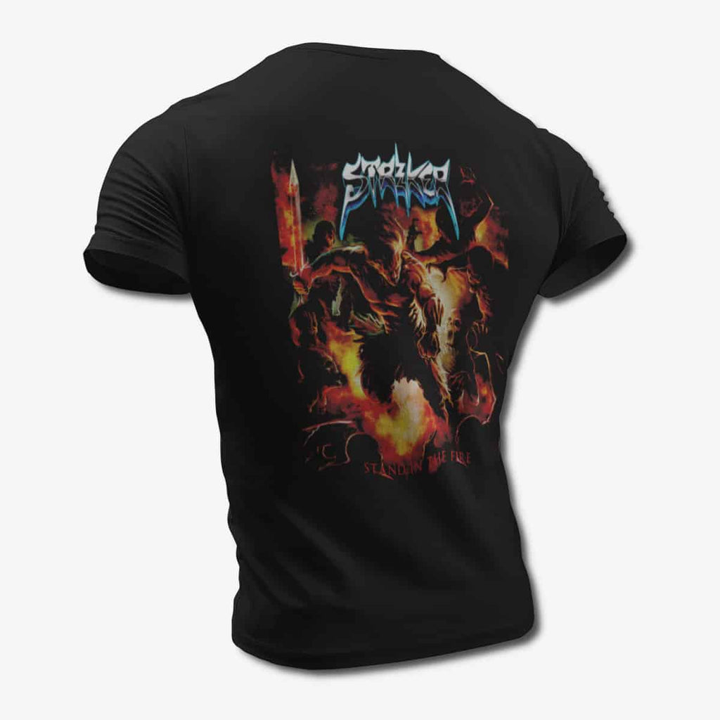 Striker T-Shirt, Striker Stand In The Fire Black T-Shirt, Power Metal Merchandise