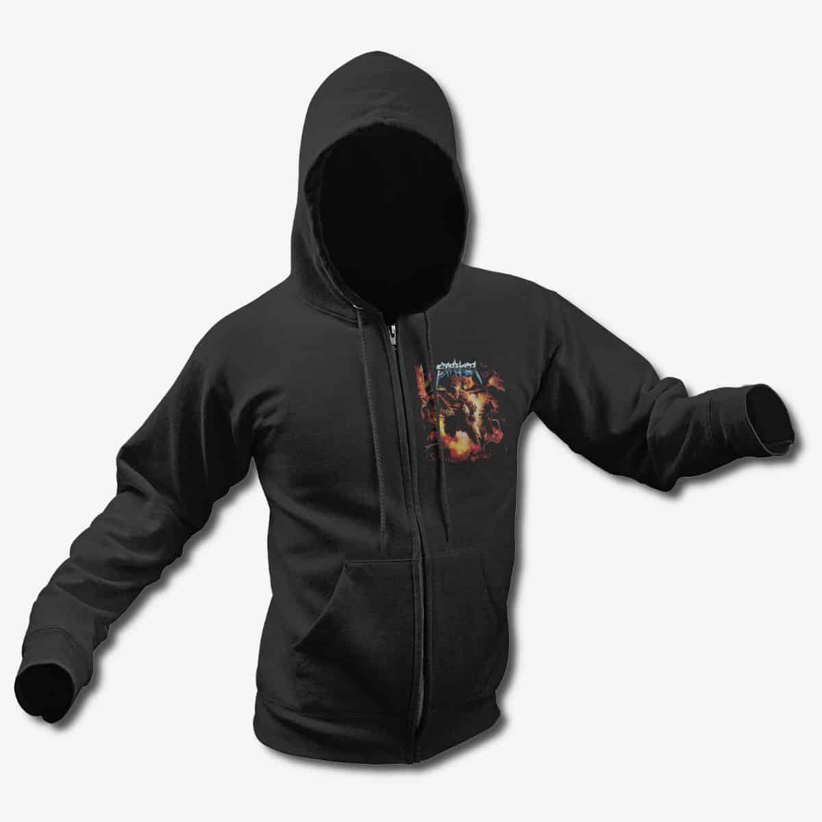 Striker Zip Hoodie, Striker Stand In The Fire Black Zipper Hoodie, Power Metal Merchandise