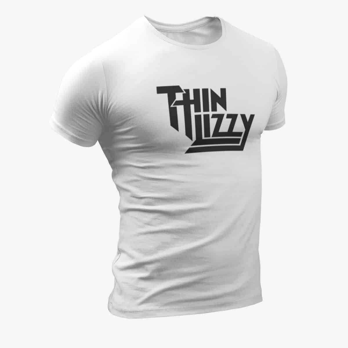 Thin Lizzy T-Shirt, Thin Lizzy Logo White T-Shirt, Heavy Metal Merchandise