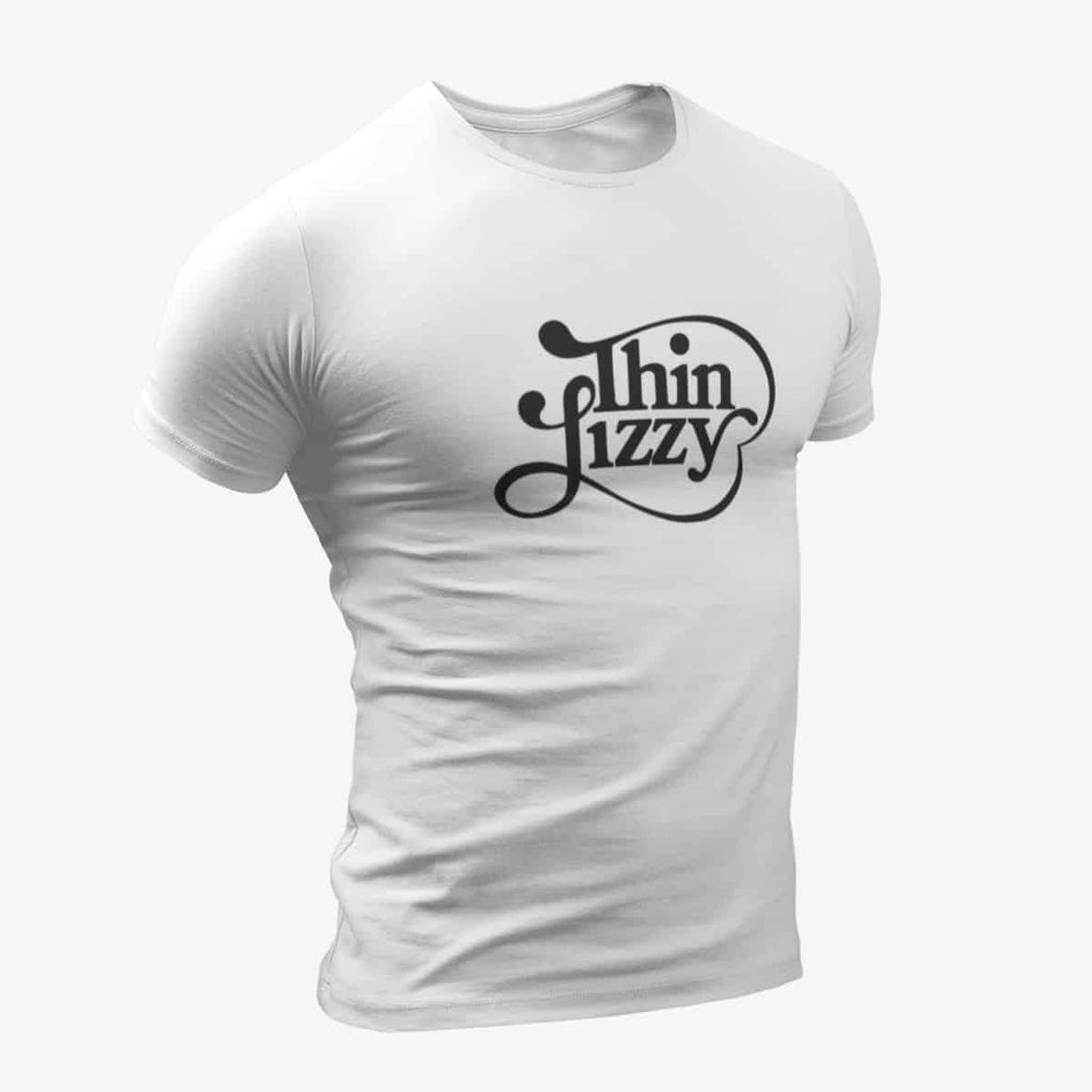 Thin Lizzy T-Shirt, Thin Lizzy Logo White T-Shirt, Heavy Metal Merchandise