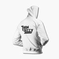 Thin Lizzy Zip Hoodie, Thin Lizzy Logo White Zipper Hoodie, Heavy Metal Merchandise