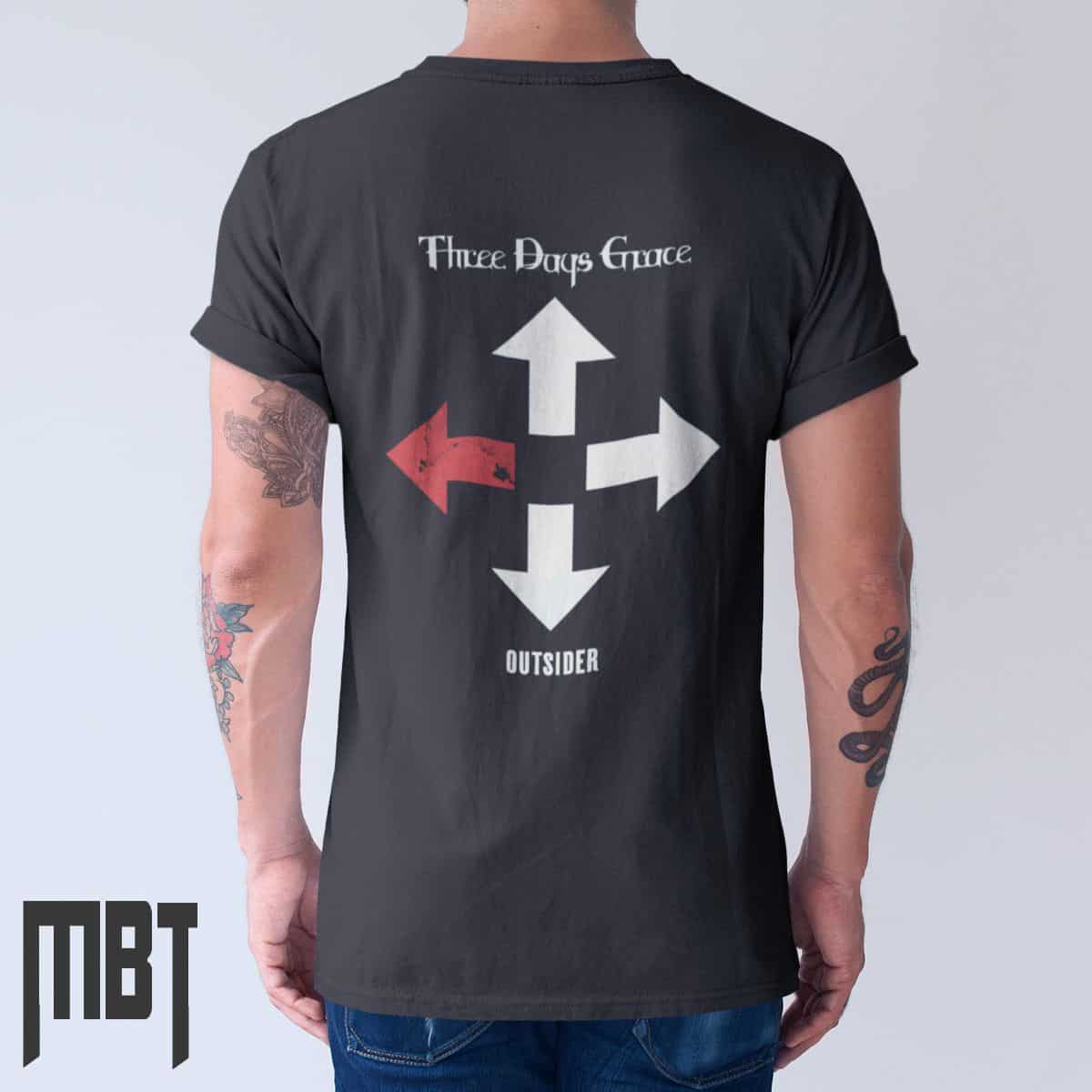 Three Days Grace T-Shirt, Three Days Grace Band Outsider Tee-Shirt, Hard Rock, Metal Merch