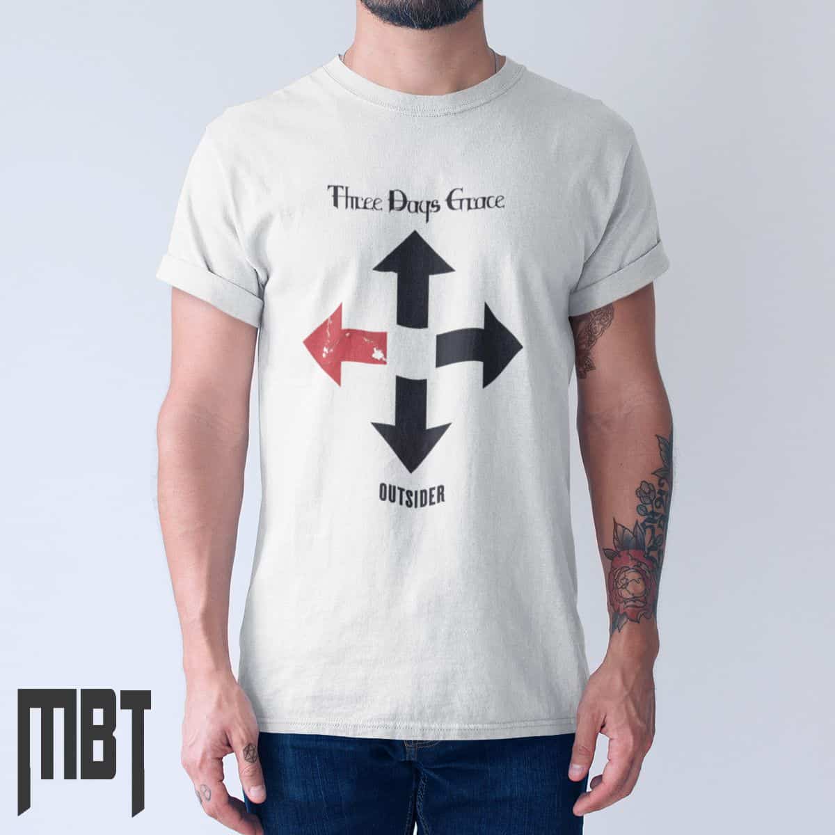Three Days Grace T-Shirt, Three Days Grace Band Outsider Tee-Shirt, Hard Rock, Metal Merch
