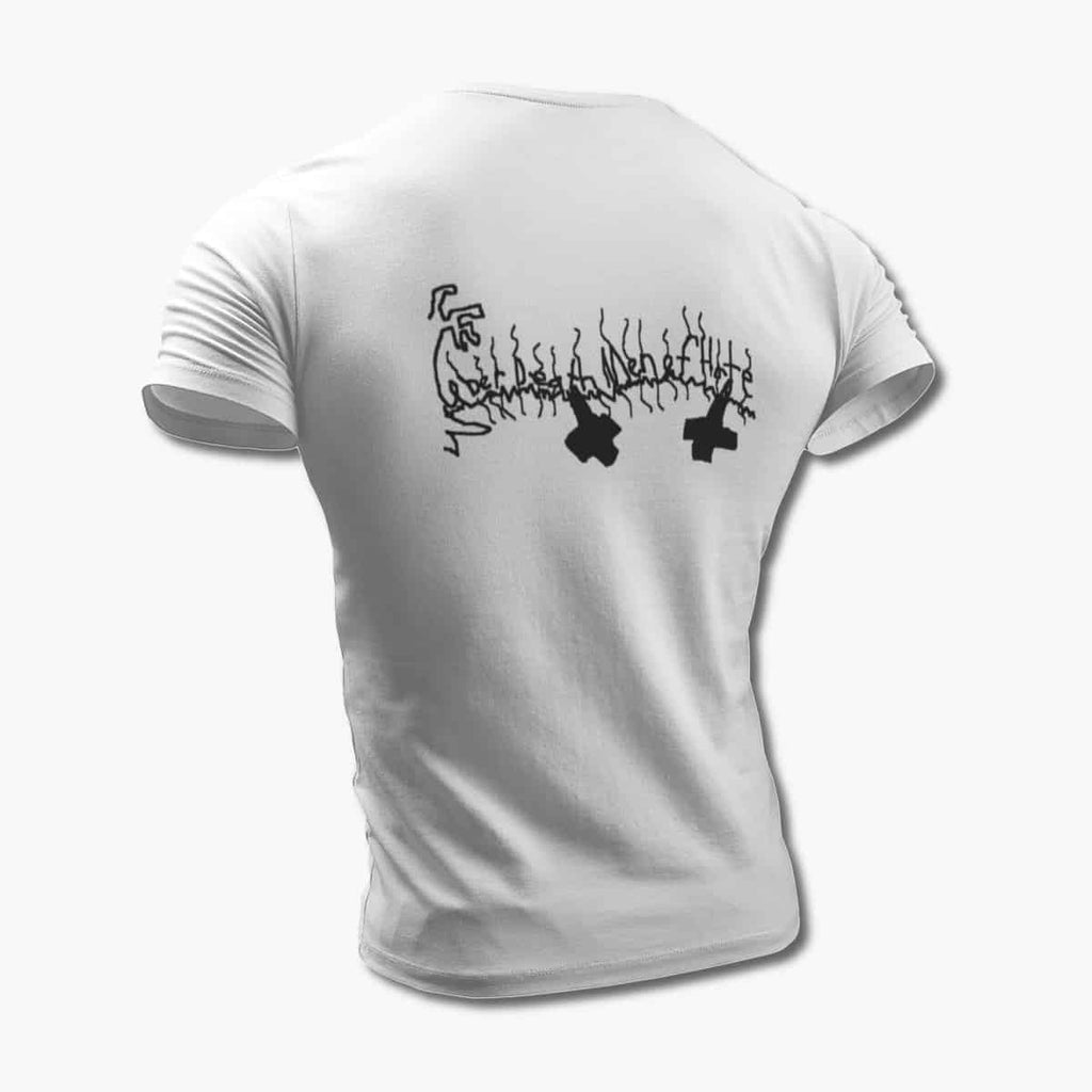 Uber Death Men of Hate T-Shirt, Uber Death Men of Hate Logo White Tee Shirt, Thrash Metal Merchandise