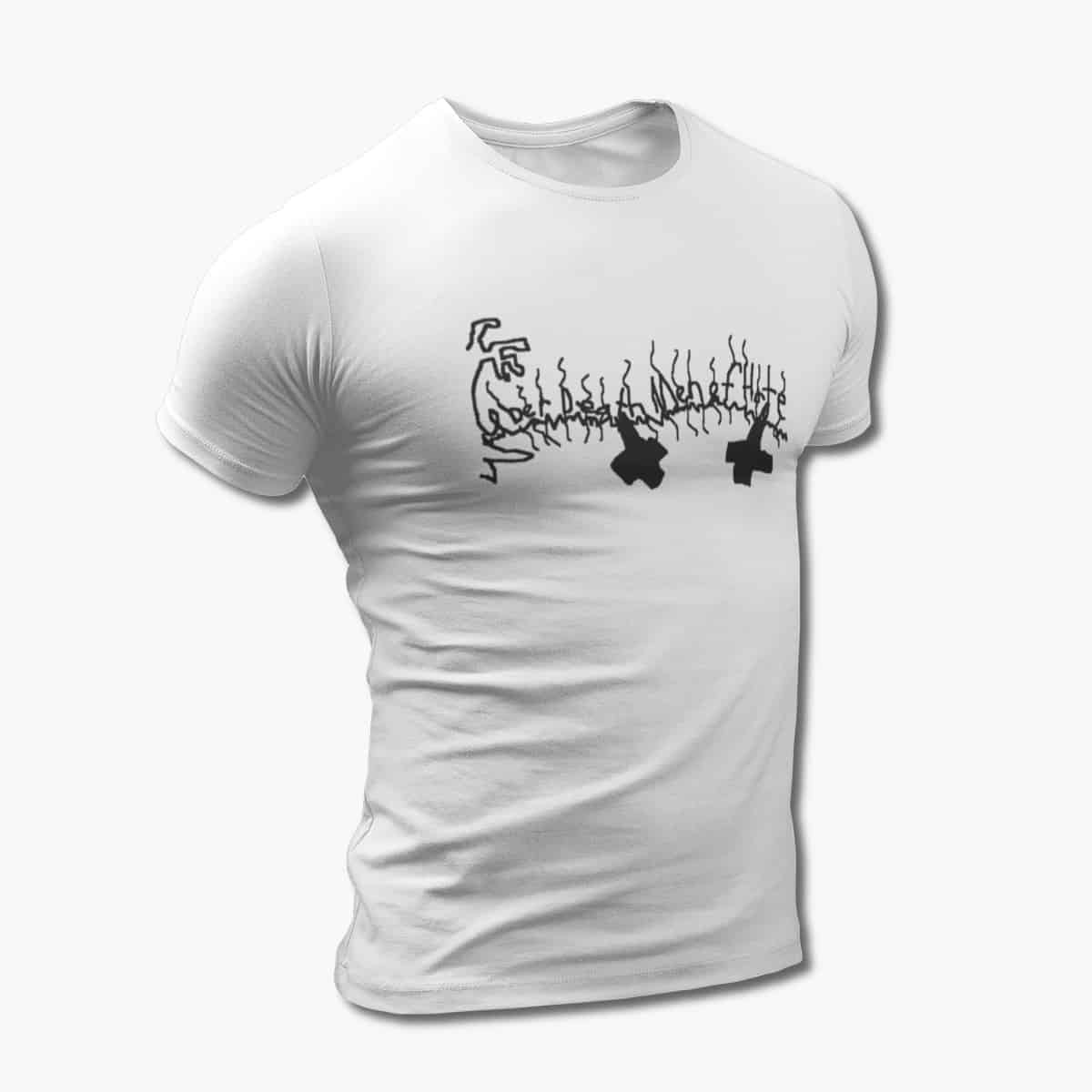 Uber Death Men of Hate T-Shirt, Uber Death Men of Hate Logo White Tee Shirt, Thrash Metal Merchandise