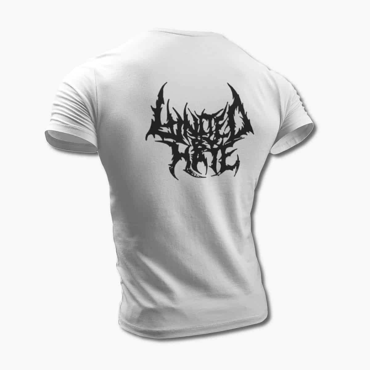 United by Hate T-Shirt, United by Hate Logo White Tee Shirt, Death Metal Merchandise