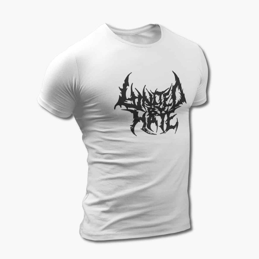 United by Hate T-Shirt, United by Hate Logo White Tee Shirt, Death Metal Merchandise
