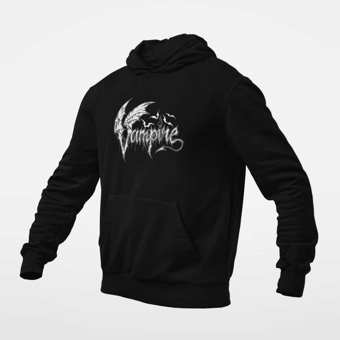 Vampire Hoodie, Vampire Logo Black Hoodie, Thrash Metal Merchandise