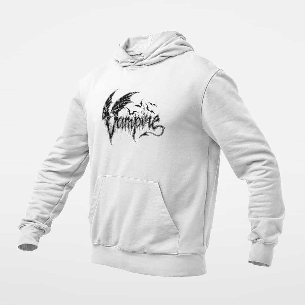 Vampire Hoodie, Vampire Logo White Hoodie, Thrash Metal Merchandise