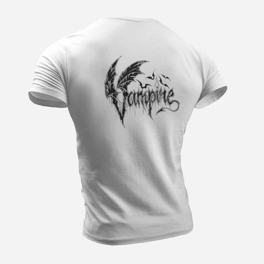 Vampire T-Shirt, Vampire Logo White T-Shirt, Thrash Metal Merchandise