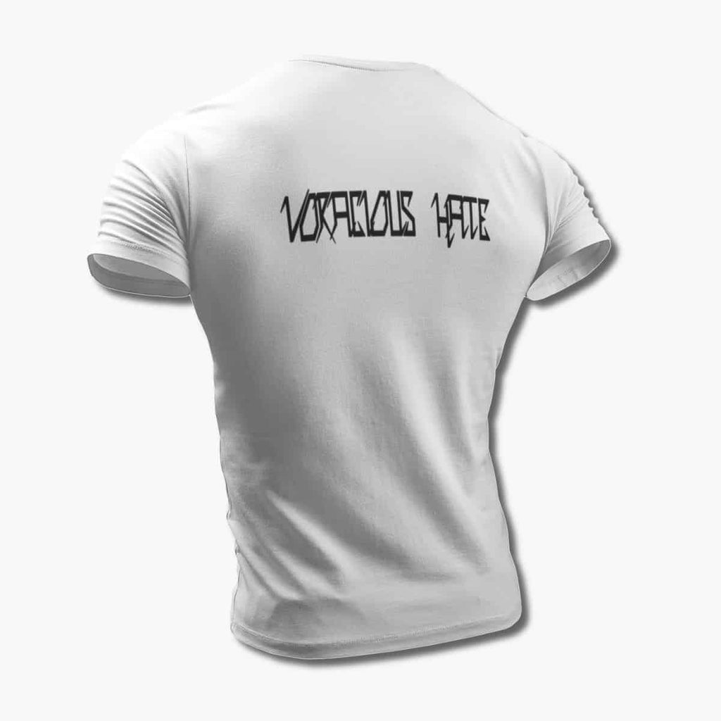 Voracious Hate T-Shirt, Voracious Hate Logo White Tee Shirt, Death Metal Merchandise