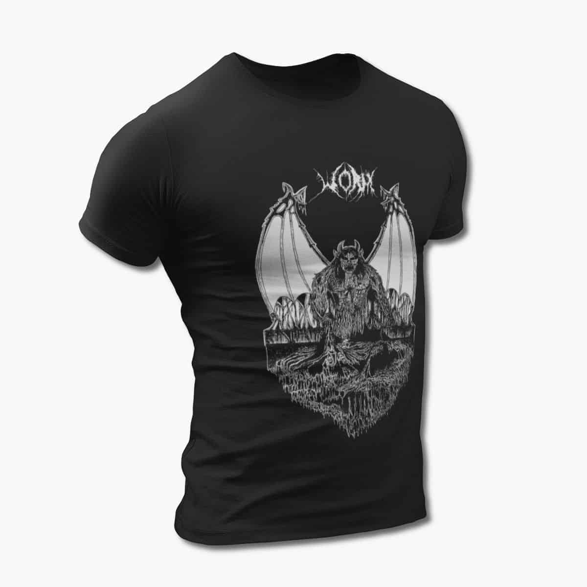 Worm Band T-Shirt, Worm Evocation of The Black Marsh Black Tee Shirt, Doom Metal Merchandise